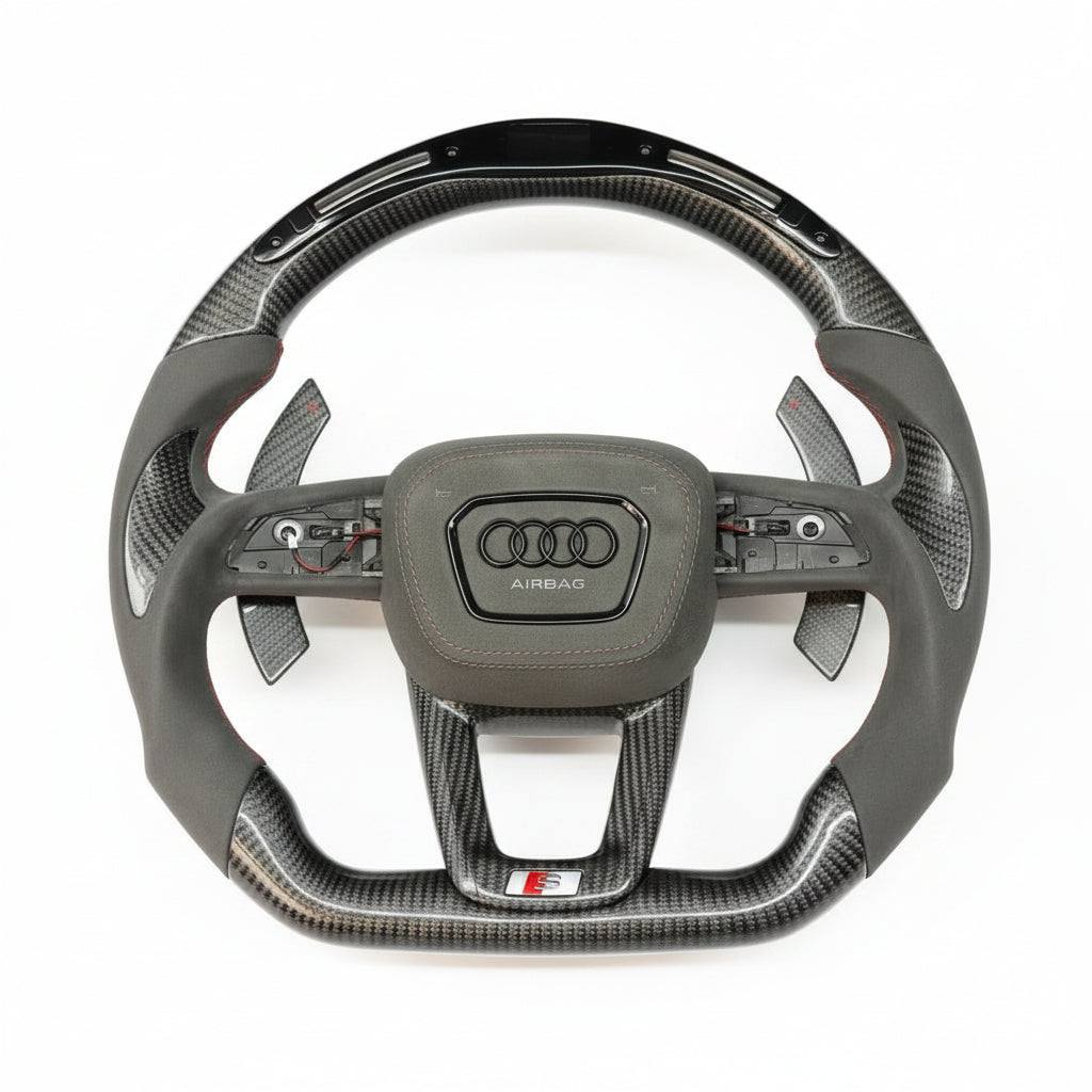 2021–2025 Audi B9.5 / 8Y A3 / S3 / RS3 / A4 / S4 / RS4 / A5 / S5 / RS5 Carbon Fiber Steering Wheel – Customizable