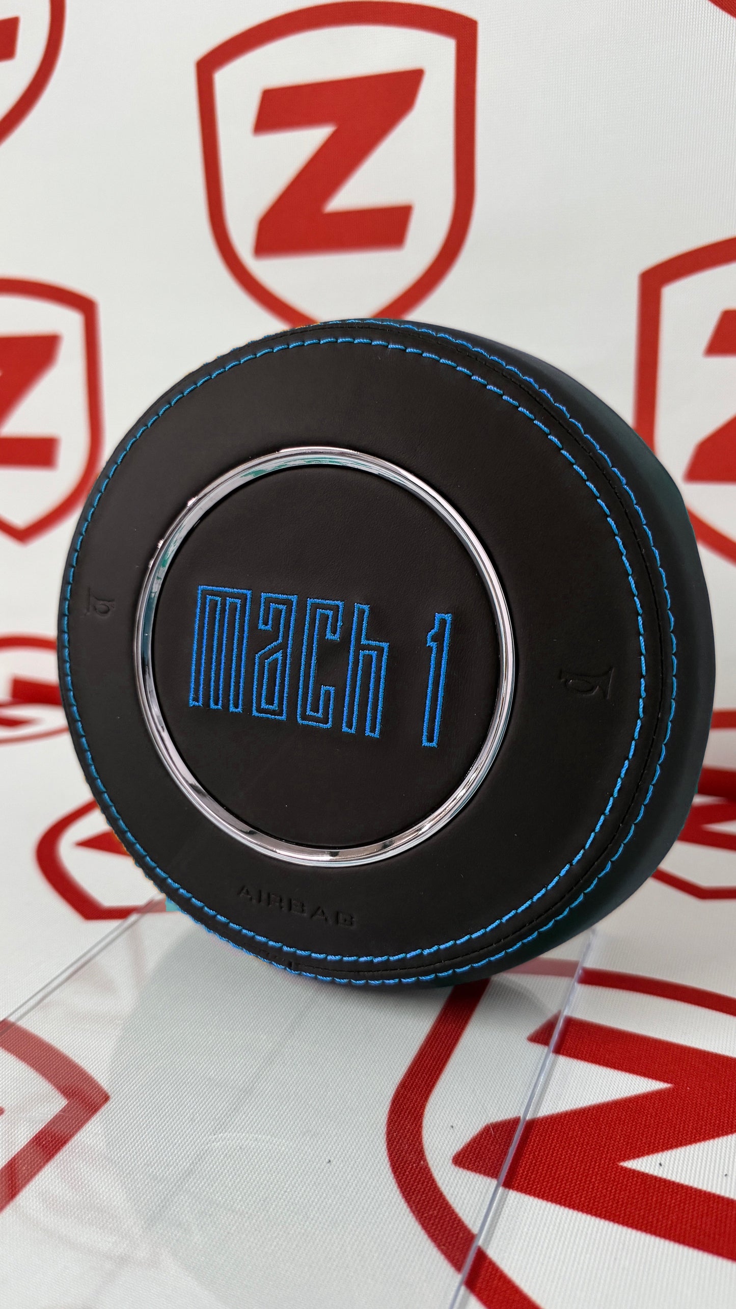 Ford Mustang Mach 1 Embroidered Airbag Cover - Grabber Blue