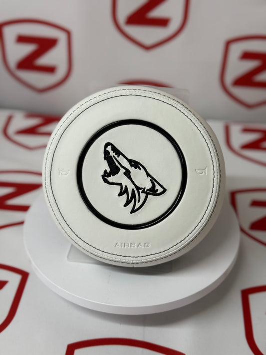 Ford Mustang Coyote Embroidered Airbag Cover - White Leather