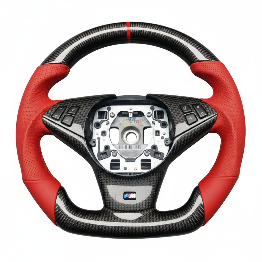 Volante de fibra de carbono personalizable para BMW M5 (E60), Serie 5 (2004-2012), M6 (E63, E64) y Serie 6