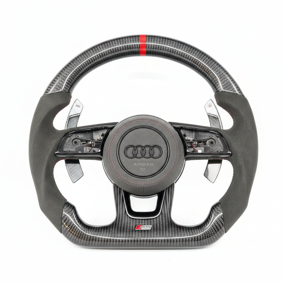 2017–2020 Audi B9 / 8V A3 / S3 / RS3 / A4 / S4 / A5 / S5 Carbon Fiber Steering Wheel - Customizable