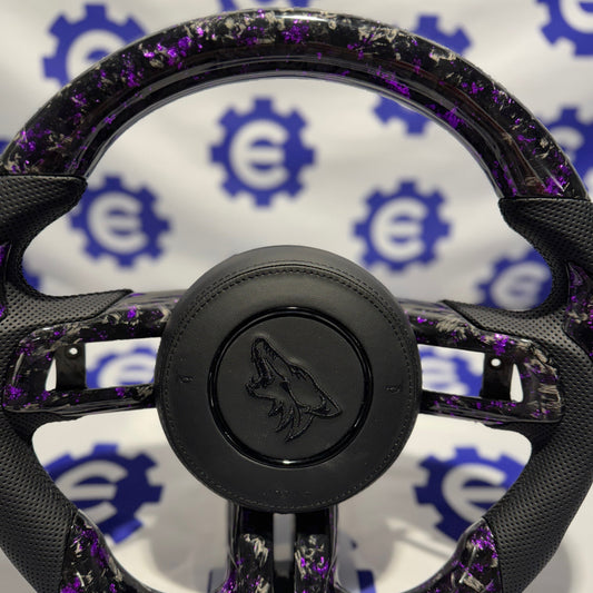 2015-2023 Ford Mustang Carbon Fiber Steering Wheel + Airbag Cover - Preset