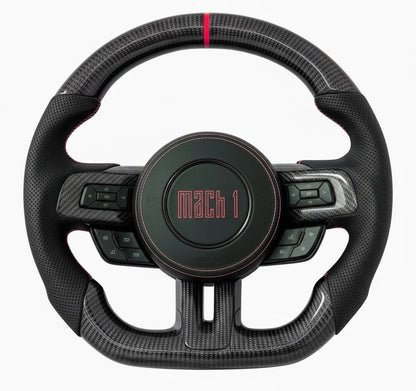 2015-2023 Mustang Mach 1 Carbon Fiber Steering Wheel (Red)- Preset