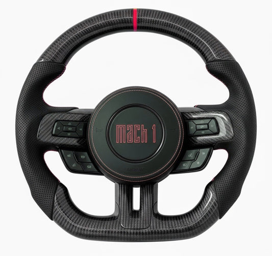 2015-2023 Mustang Mach 1 Carbon Fiber Steering Wheel (Red)- Preset