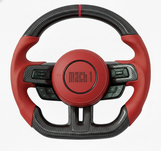 2015-2023 Mustang Mach 1 Carbon Fiber Steering Wheel (Red)- Preset