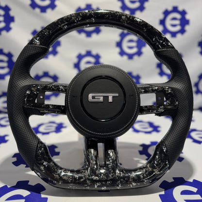2015-2023 Ford Mustang GT Carbon Fiber Steering Wheel + Airbag Cover - Preset