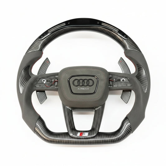2021–2025 Audi B9.5 / 8Y A3 / S3 / RS3 / A4 / S4 / RS4 / A5 / S5 / RS5 Carbon Fiber Steering Wheel – Customizable