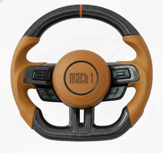 2015-2023 Mustang Mach 1 Carbon Fiber Steering Wheel (Orange)- Preset