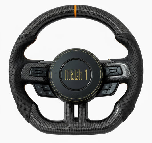 2015-2023 Mustang Mach 1 Carbon Fiber Steering Wheel (Orange)- Preset