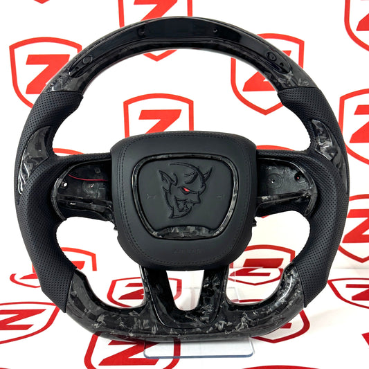 2015-2023 Dodge Charger/Challenger/Durango Demon Carbon Fiber Steering Wheel + Led Screen + Airbag Cover - Preset