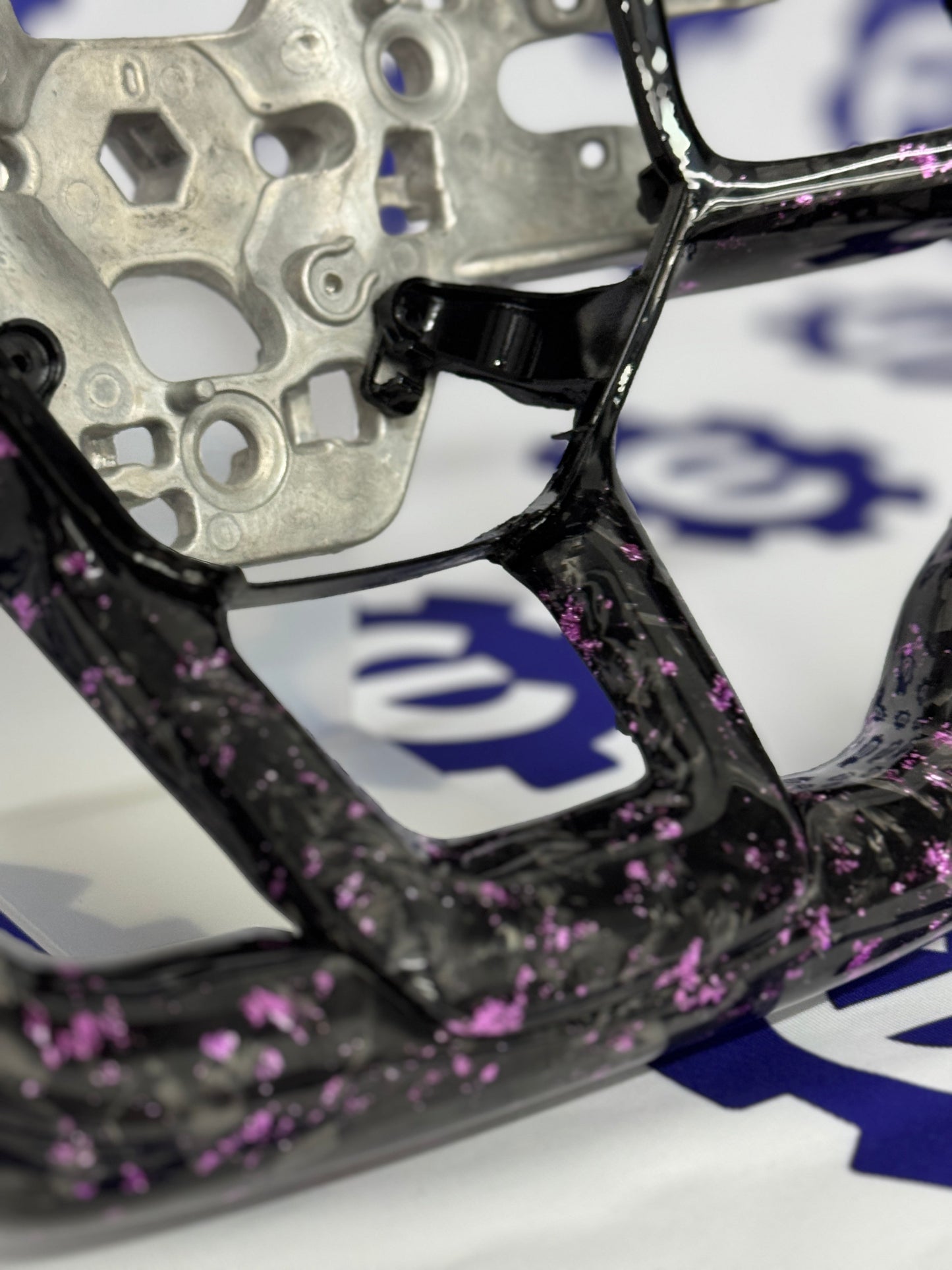 2024+ Ford Mustang Forged Carbon Fiber Steering Wheel + Pink Flakes - Preset
