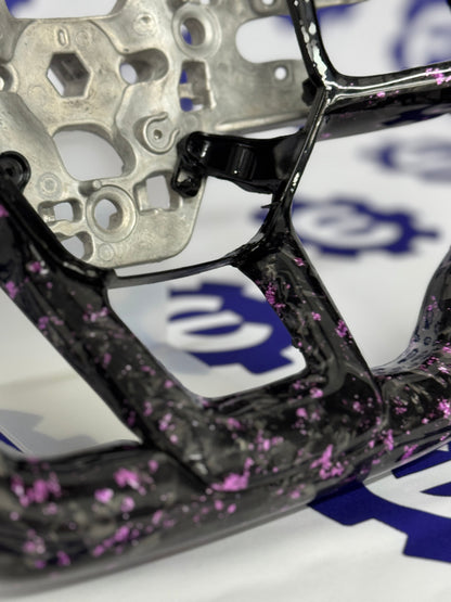 2024+ Ford Mustang Forged Carbon Fiber Steering Wheel + Pink Flakes - Preset
