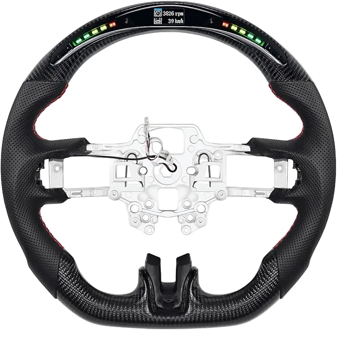 2015-2023 Ford Mustang Carbon Fiber Steering Wheel + Led Screen - Preset