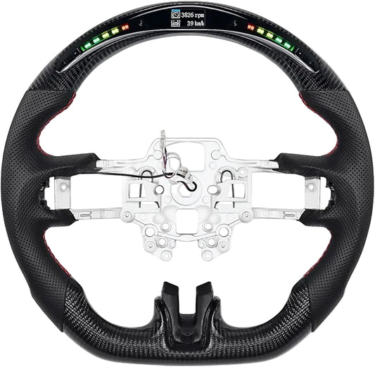 2015-2023 Ford Mustang Carbon Fiber Steering Wheel + Led Screen - Preset
