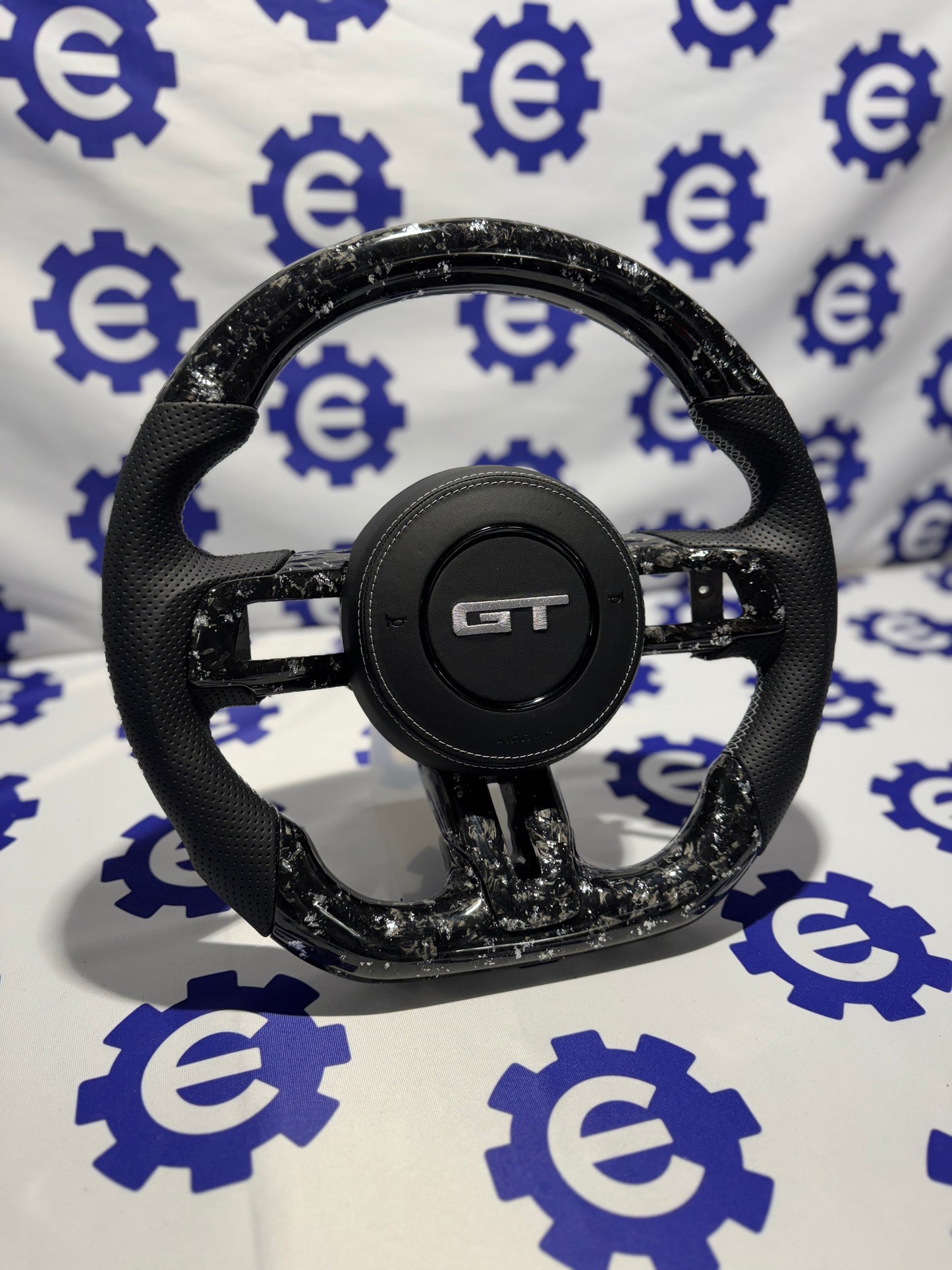 2015-2023 Ford Mustang GT Carbon Fiber Steering Wheel + Airbag Cover - Preset