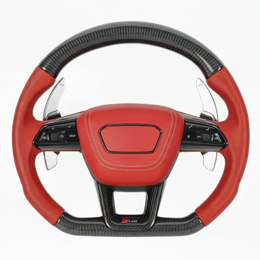 2010-2021 Audi RS6 / RS7 / RSQ8 Style Carbon Fiber Steering Wheel - Customizable