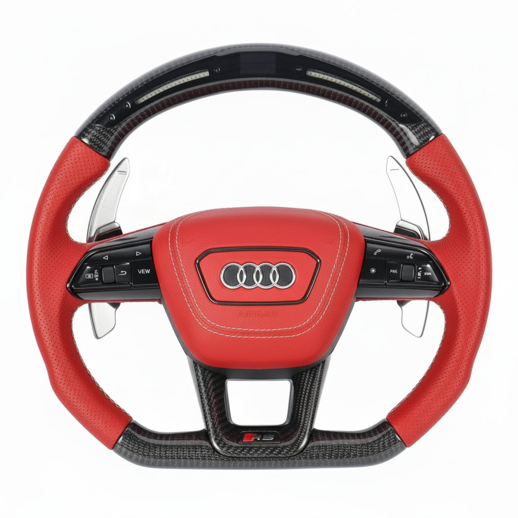 2010-2021 Audi RS6 / RS7 / RSQ8 Style Carbon Fiber Steering Wheel - Customizable