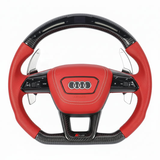 2010-2021 Audi RS6 / RS7 / RSQ8 Style Carbon Fiber Steering Wheel - Customizable