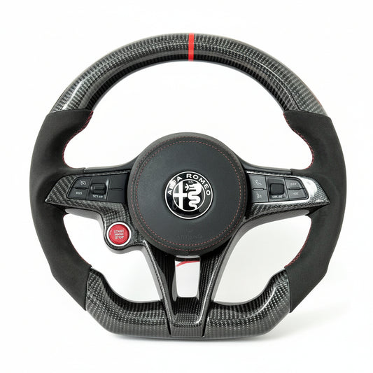 Volante de fibra de carbono para Alfa Romeo Stelvio/Giulia 2017-2021 - Personalizable