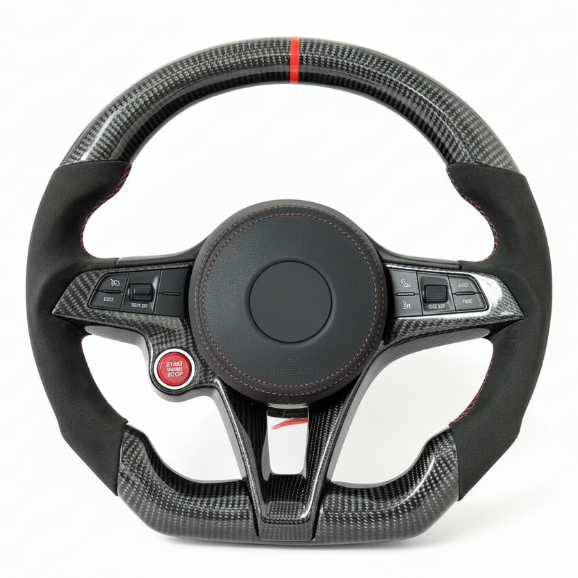 Volante de fibra de carbono para Alfa Romeo Stelvio/Giulia 2017-2021 - Personalizable