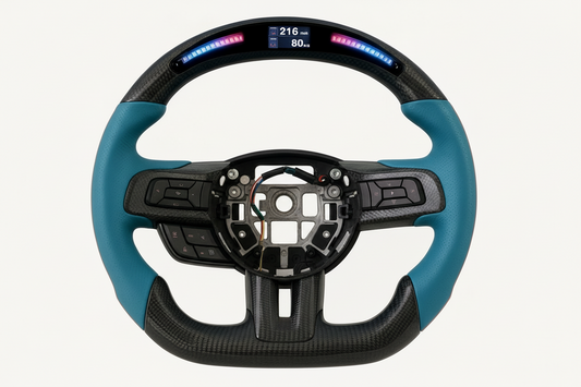 2015-2023 Mustang Mach 1 Carbon Fiber Steering Wheel (Grabber Blue)- Preset