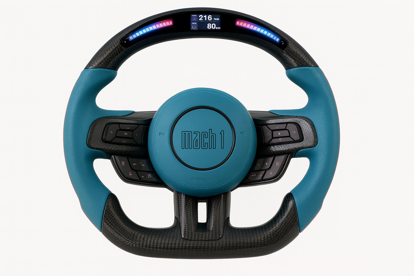2015-2023 Mustang Mach 1 Carbon Fiber Steering Wheel (Grabber Blue)- Preset