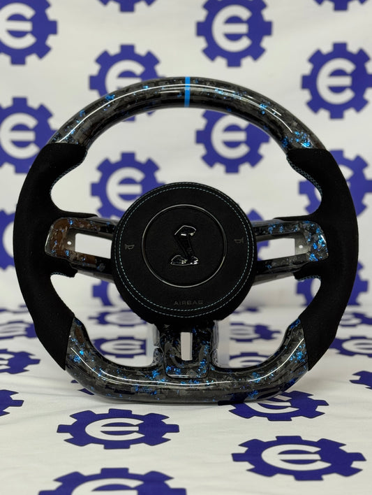 2015-2023 Shelby GT350/GT500 Carbon Fiber Steering Wheel + Airbag Cover - Preset