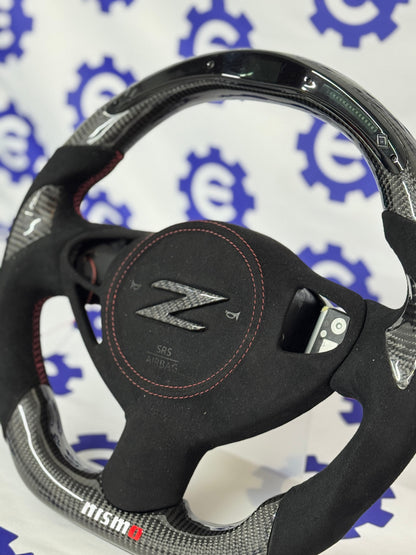 Nissan 370Z Nismo Carbon Fiber Steering Wheel + Airbag Cover - Preset