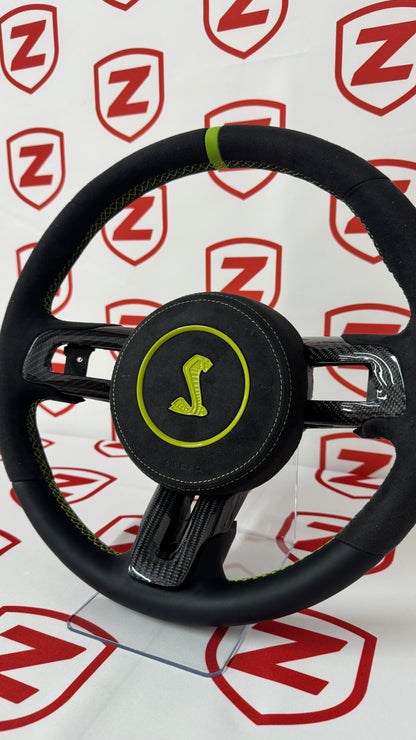 2015-2023 Shelby GT350/GT500 Carbon Fiber Steering Wheel + Airbag Cover - Preset