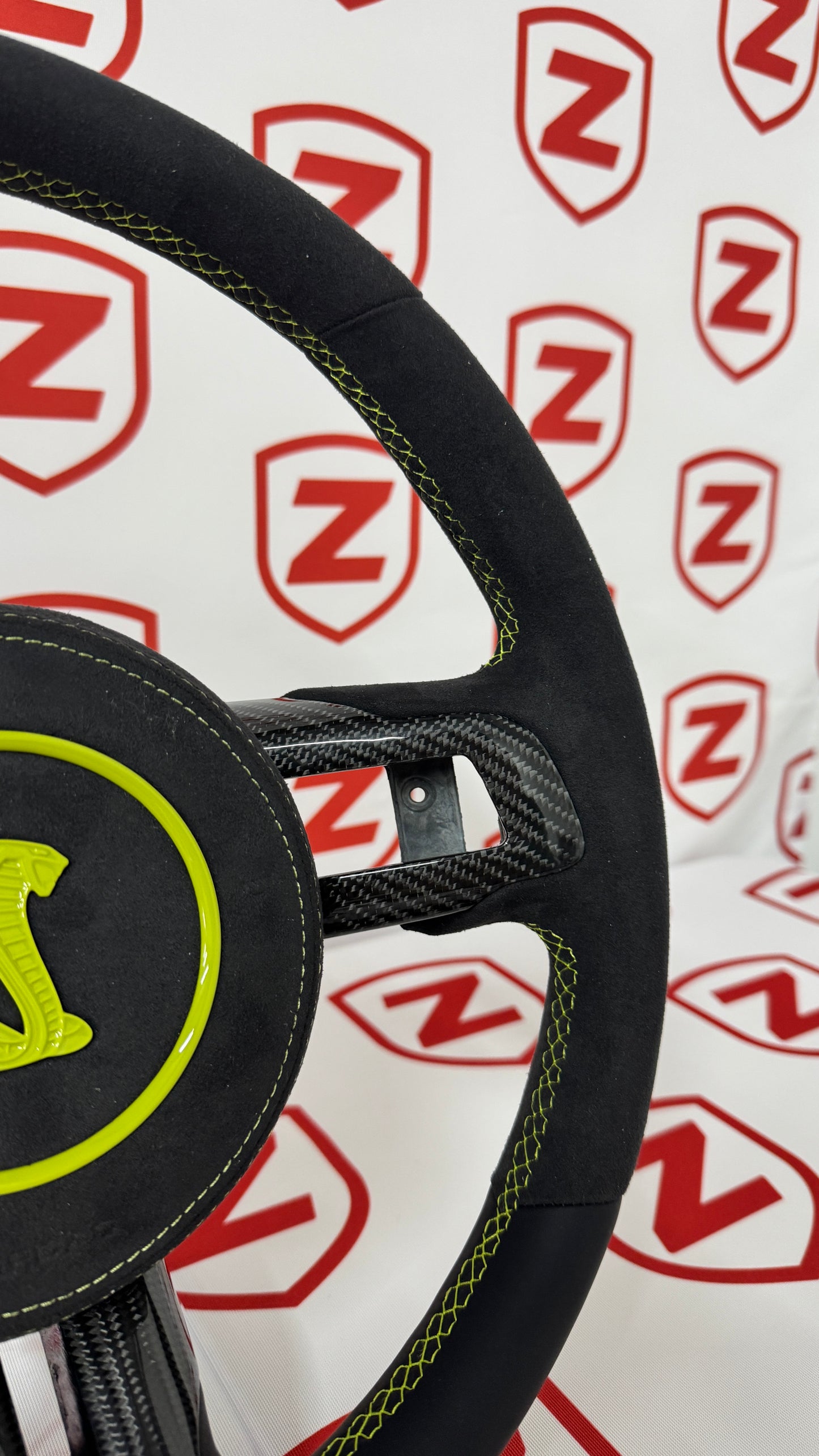 2015-2023 Shelby GT350/GT500 Carbon Fiber Steering Wheel + Airbag Cover - Preset