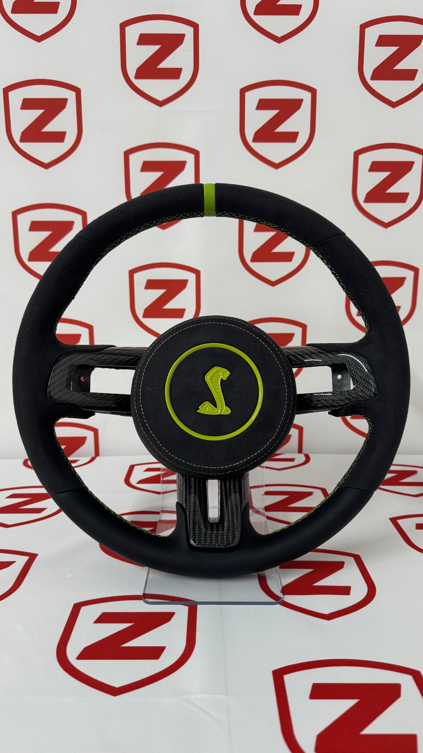 2015-2023 Shelby GT350/GT500 Carbon Fiber Steering Wheel + Airbag Cover - Preset