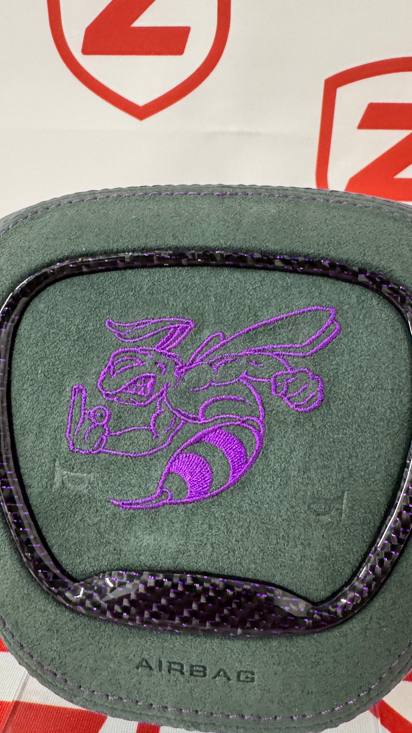 2015+ Dodge Airbag Cover - Green W/ Purple Bee
