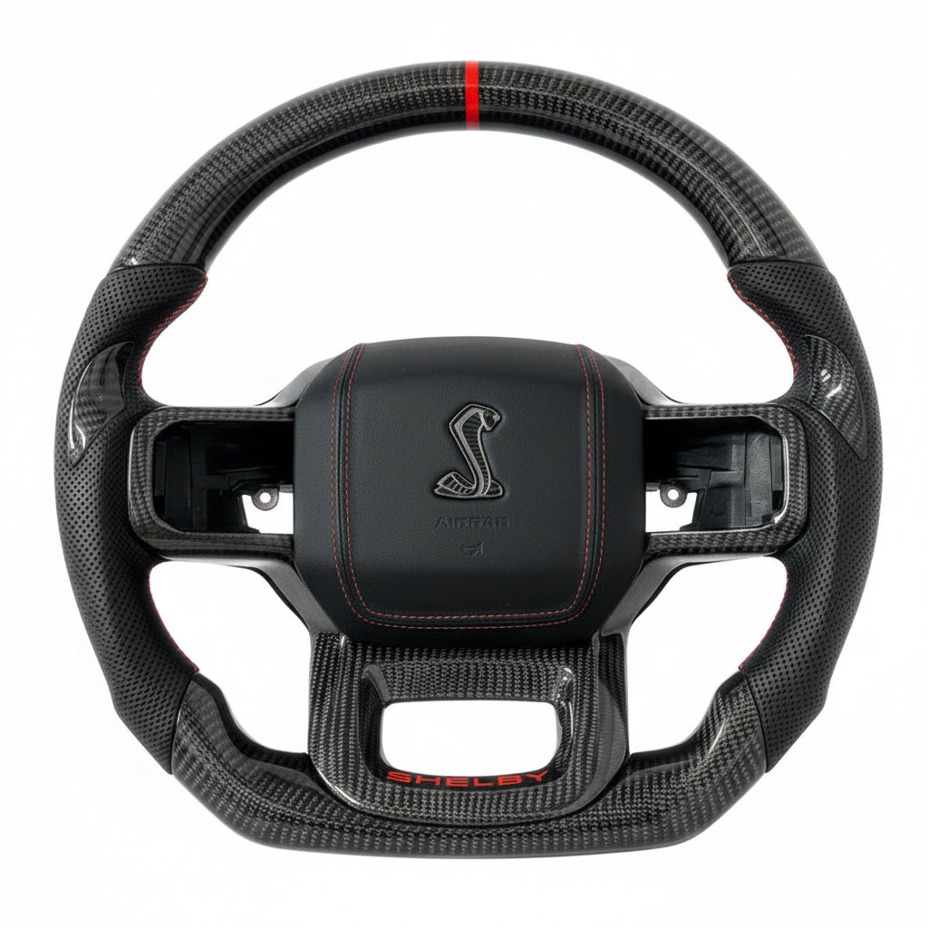 2021-2025 Ford Shelby F150 Carbon Fiber Steering Wheel + Airbag Cover - Preset