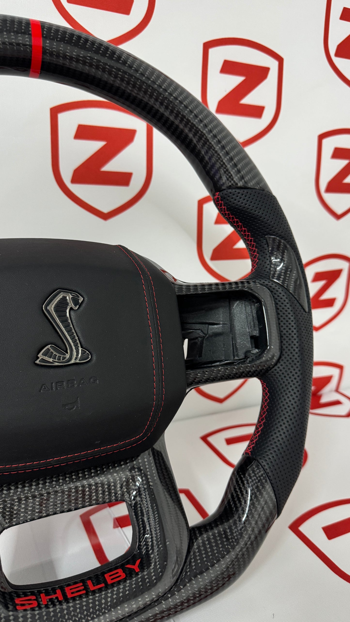 2021-2025 Ford Shelby F150 Carbon Fiber Steering Wheel + Airbag Cover - Preset
