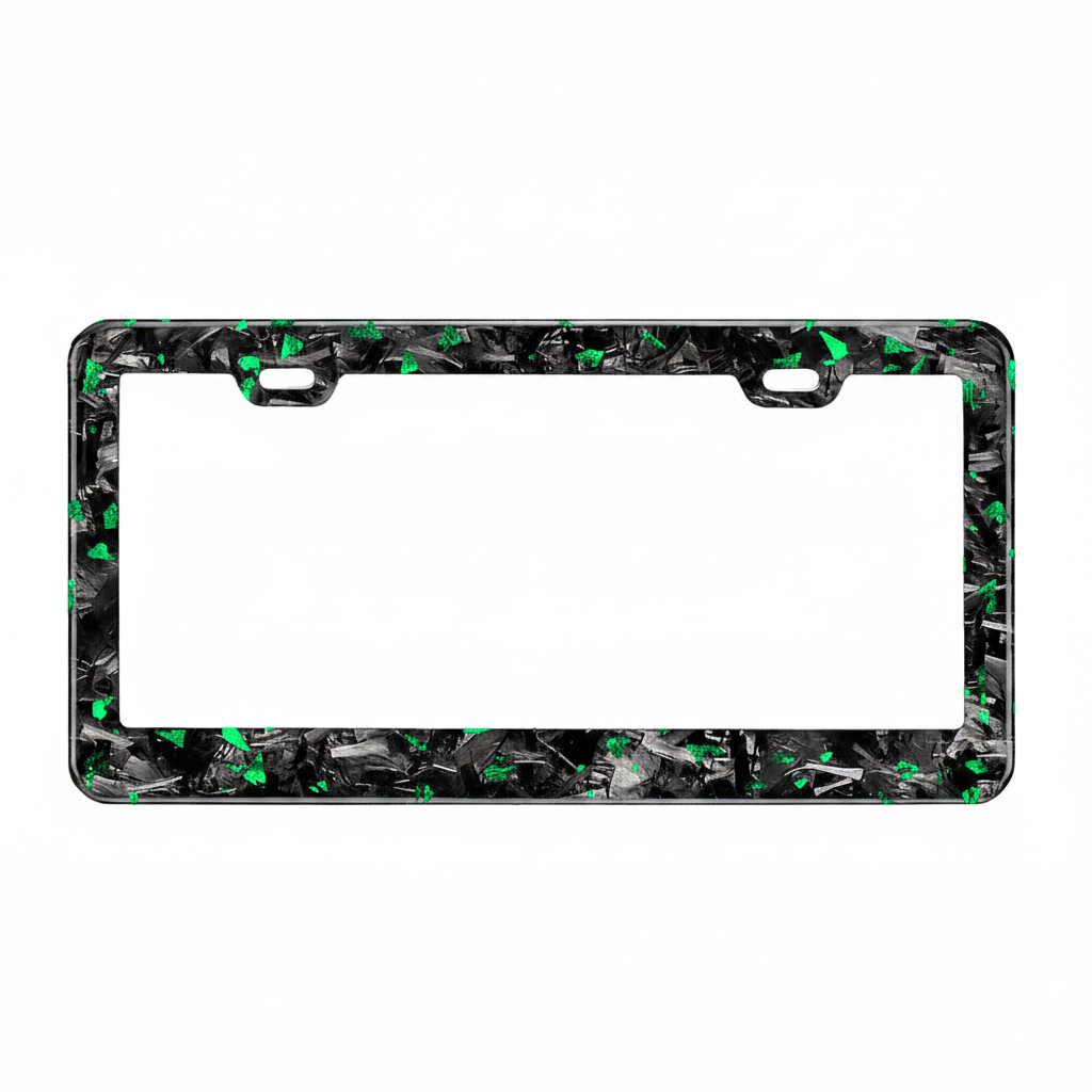 Forged Flaked Colored Carbon Fiber License Plate Frame