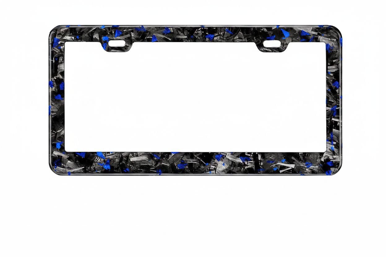 Forged Flaked Colored Carbon Fiber License Plate Frame